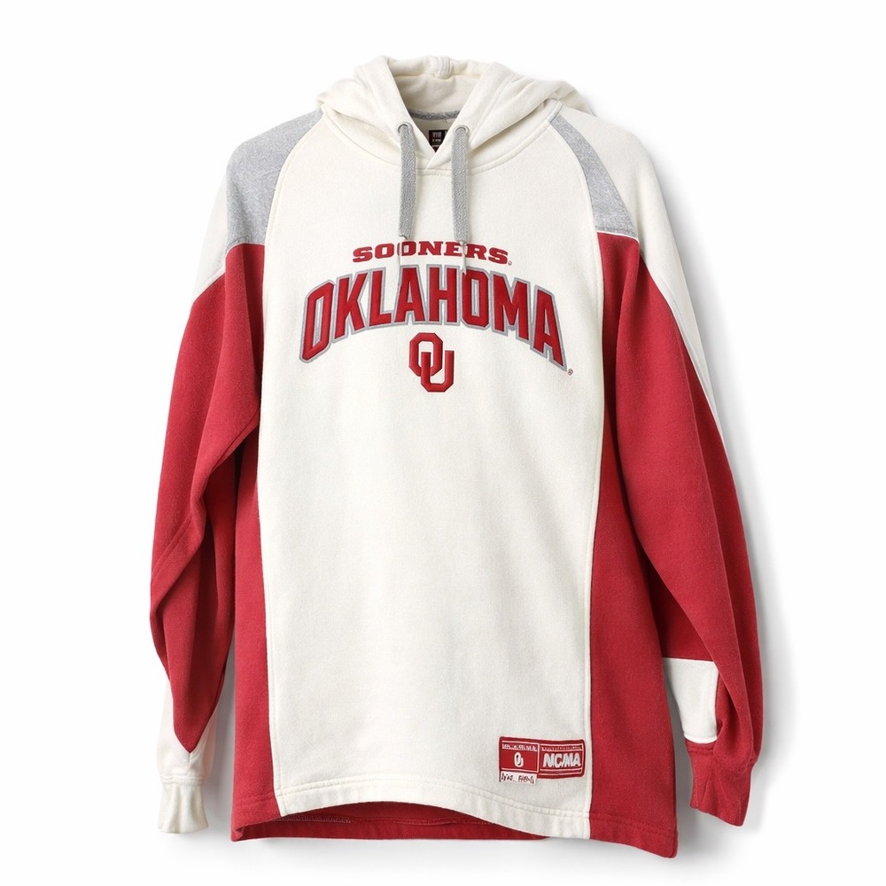 Oklahoma Sooners NCAA Hoodie Pullover‎ Fleece L Color Block OU College Core